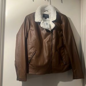 NWT BROWN SHERPA LINED JACKET - TORRID SIZE 0